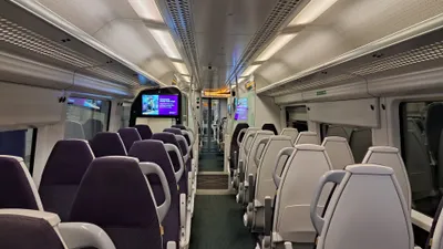 Standard class on the Heathrow Express — a 15-minute run to Paddington